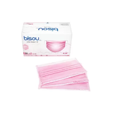 Khẩu Trang Y Tế 4 Lớp Bisou Hồng